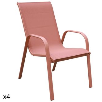 Happy Garden Lote de 4 sillas de textilene y aluminio terracota