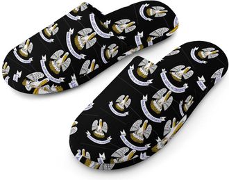 Generic Louisiana Flag Mens Cotton Slippers Memory Foam Comfort House Shoes Winter Indoor Slipper for Hotel Casa Spa