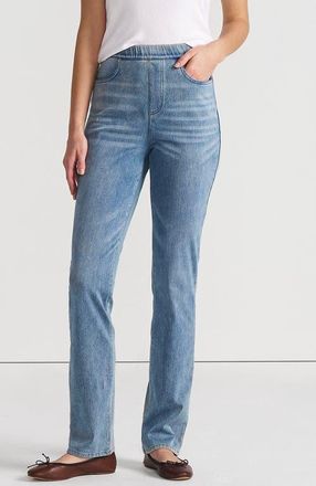 Lands End Starfish High Rise Knit Denim Straight Jeans in Light Brook at Nordstrom, Size Medium