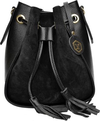 Luisa Vannini Zwart Rundleer Tas