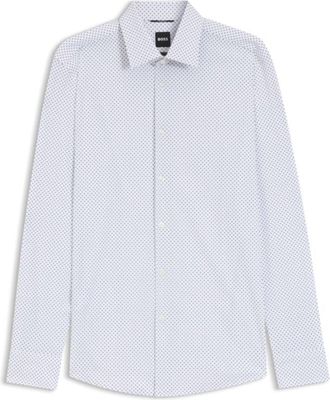 BOSS Slim-fit shirt in printed performance stretch fabric