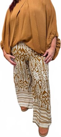 HYFVE Floral Paisley Print Wide Leg Pants In Camel