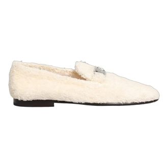 Dolce & Gabbana Shearling Dress Loafers - Heren - Loafers - Wit - 41 EU - Katoen - Schoenen