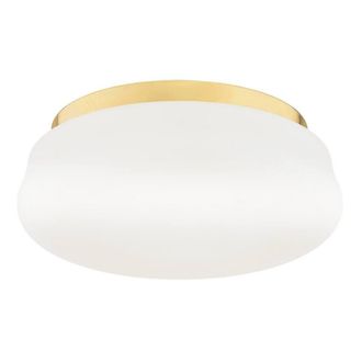 Netlighting Ombra Flush Ceiling 3 Light Opal Matt Brass Elements in White