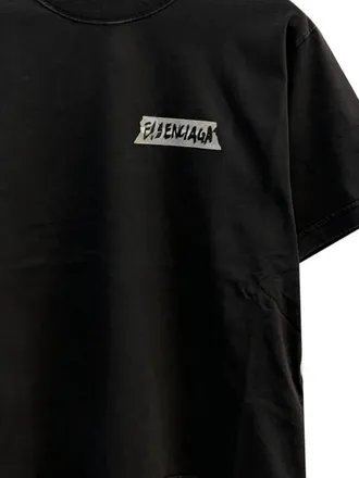 Balenciaga Logo-Embroidered T-shirt - Black
