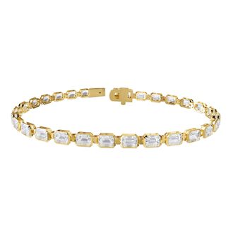 Diamond2Deal 14k Yellow Gold 7.75 Ct Radiant Cut Lab Grown Diamond Tennis Bracelet 7 VVS-VS, E-F
