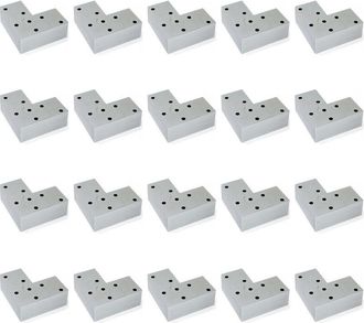 Emuca Lote De 20 Pies Para Mueble Alumix 8, Altura 24mm, Pl&aacute;stico, Pintado Aluminio - Emuca