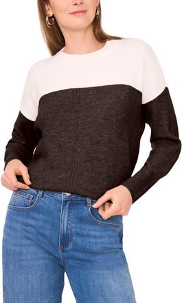 Vince Camuto Extended Shoulder Colorblock Sweater in Chocolate at Nordstrom, Size X-Small