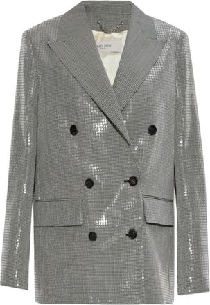 Golden Goose Geruite grijze blazer met zilverkleurige knopen - Dames - Blazers - Grijs - S - Jassen