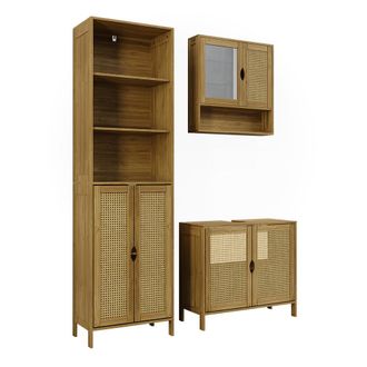 Vicco Juego De Muebles De Ba&ntilde;o De 3 Piezas Liora, Bamb&uacute;, 3 Partes, Vicco