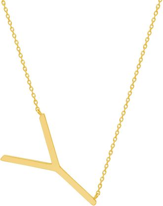 MAX + STONE Solid 10K Yellow or White Gold Initial Pendant Necklace 16-18 inch Cable Chain
