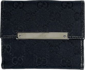 Gucci Black Gg Canvas Leather Wallet (Bi-Fold) (Pre-Owned)