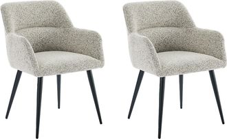 Vente-Unique Conjunto de 2 sillas con apoyabrazos de tweed y metal negro - Crema - HEKA