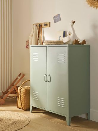 Vertbaudet Niedrige Metall-Kommode mit 2 T&uuml;ren gr&uuml;n