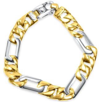 Pompeii3 Mens Figaro Link 14k Gold (50gram) or Platinum (80gram) 11mm Bracelet 8.5