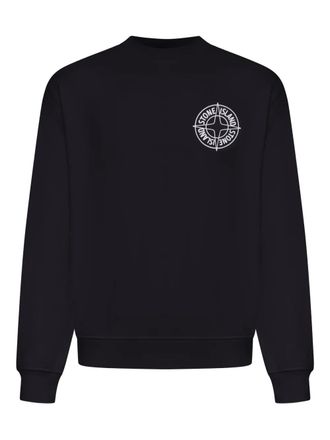 Stone Island Sweater met logoprint en ronde hals - Zwart