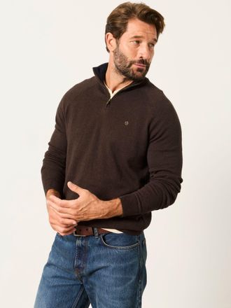 Fat Face FatFace Rye Chocolate Brown Half Neck Knitted Jumper