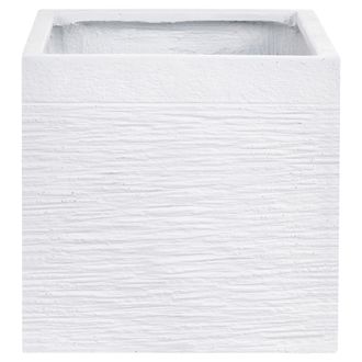 Beliani Maceta De Jard&iacute;n Para Exterior Geom&eacute;trica Cuadrada De Piedra 40 X 40 X 38 Cm Blanco Paros
