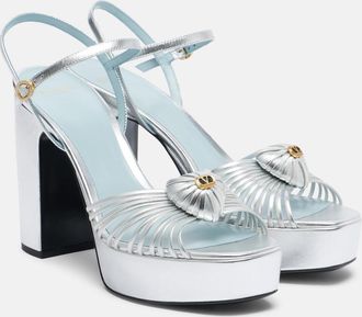 Valentino Garavani Coeur Royal metallic leather platform sandals