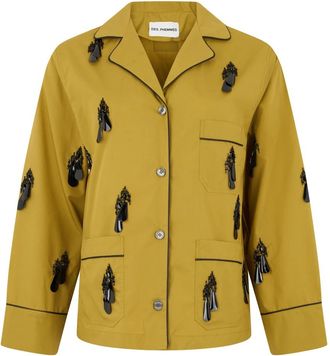 Des_Phemmes Blouse met decoratieve kristallen - Dames - Overhemden - Geel - M - Katoen - Overhemden