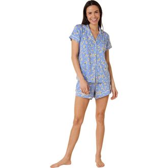 The Cats Pajamas Pima Knit Short Set Floral in Marguerite at Nordstrom, Size X-Large