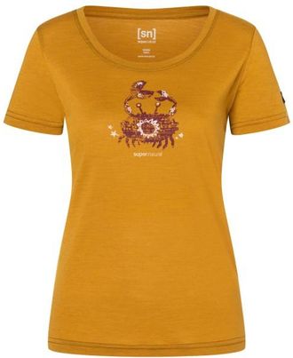 super.natural Mrs Crab Tee Merinoshirt f&uuml;r Damen | dried tobacco / various