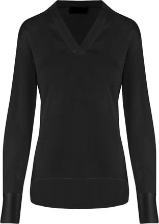 F.it V-Neck Stretch Silk Shirt With Flowing Silhouette