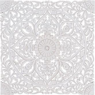 Giner&Colomer Cabecero entallado a mano blanco envejecido 120x120 cm