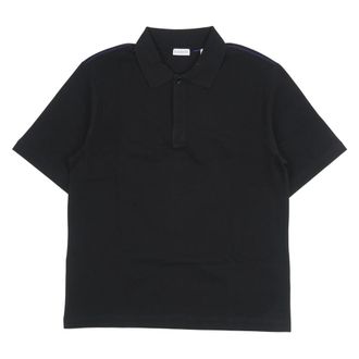 Burberry Polo Shirts, male, Black, Size: L Striped-Cuffs Short-Sleeved Cotton Polo Shirt
