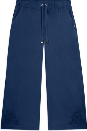 Freddy Pantaloni Cropped con Ricamo Floreale al Fondo