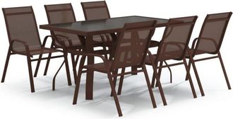 vidaXL Juego de comedor de jardín 7 piezas marrón y negro Vidaxl