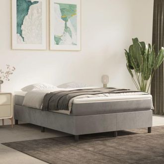 vidaXL Vidaxl - Cama Box Spring Con Colch&oacute;n Terciopelo Gris Claro 140x200 Cm