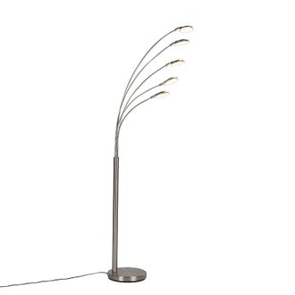 QAZQA Lampada Da Terra Sixties - Design - Acciaio - Acciaio - Oblungo (non Sostituibile) Led Max. 5 X 25 Watt - Qazqa