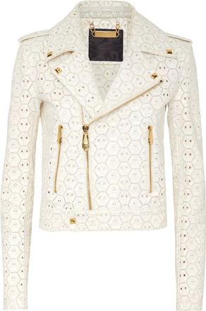 Philipp Plein Jassen, Dames, Wit, S, Leather Jassen