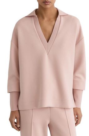 Reiss Bernie Johnny Collar Sweatshirt in Pale Pink at Nordstrom, Size X-Large