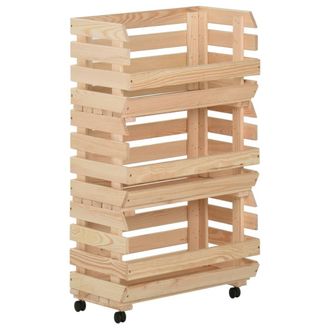 vidaXL Carrito Para Verduras Madera Maciza De Pino 37x30x80 Cm Vidaxl