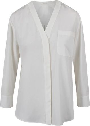 Max Mara Buttonless V-neck Shirt - Dames - Overhemden - Wit - S - Overhemden