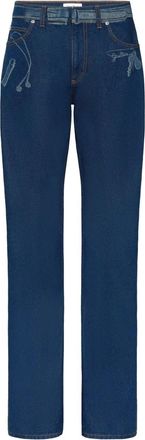 Jean Paul Gaultier Jeans met trompe loeil-print - Blauw