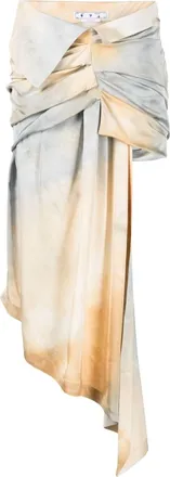 Off-white tie-dye asymmetric skirt - women - Viscose - 44 - Brown