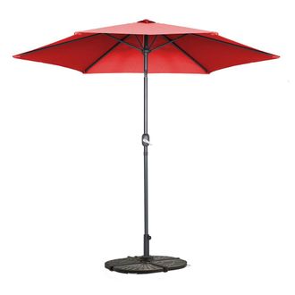 Oviala Parasol derecho inclinable de 3m y 4 losas de aluminio rojas