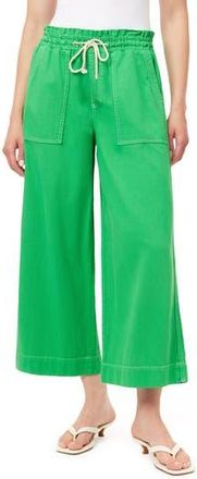 Kensie Trapunto Stitched Pocket Crop Wide Leg Pants in Kelly Green at Nordstrom Rack, Size X-Large