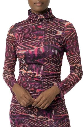 Area Stars Lee Mock Neck Jersey Top In Abstract Print