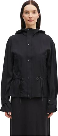 Yohji Yamamoto Rayon Twill Hooded Top - Dames - Jassen - Zwart - Maat: M Viscose