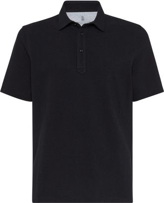 Brunello Cucinelli button-fastening cotton polo shirt - men - Cotton - S - Black