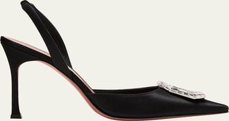 Amina Muaddi Camelia Silk Crystal Halter Pumps