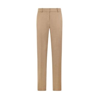 Brooks Brothers Sigarettenpijpmodel Flanellen Maagdelijke Wollen Broek - Dames - Slim Fit Broeken - Beige - 2XS - Wol - Broeken