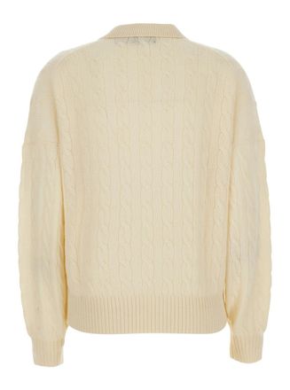 Polo Ralph Lauren Womens Cable Knit Sweater White Wool And Cashmere Tops Top