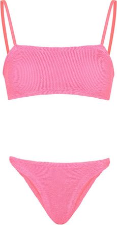 Hunza G Gigi Seersucker Bikini, Bright Pink, One Size, Elasticated, Square-neck, Hand Wash, Hunza Gigi Bikini
