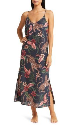 Desmond & Dempsey Floral Cotton Nightgown in Soleia Navy at Nordstrom, Size X-Small