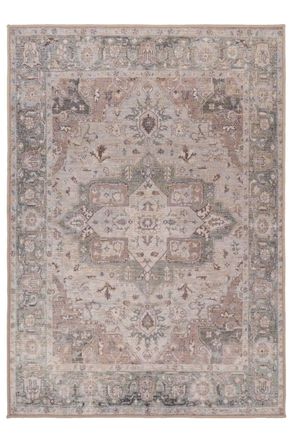 Kukoon Machine Washable Natural Jute Blend Beige Medalion Area Rug | Size: 240 cm x 330 cm